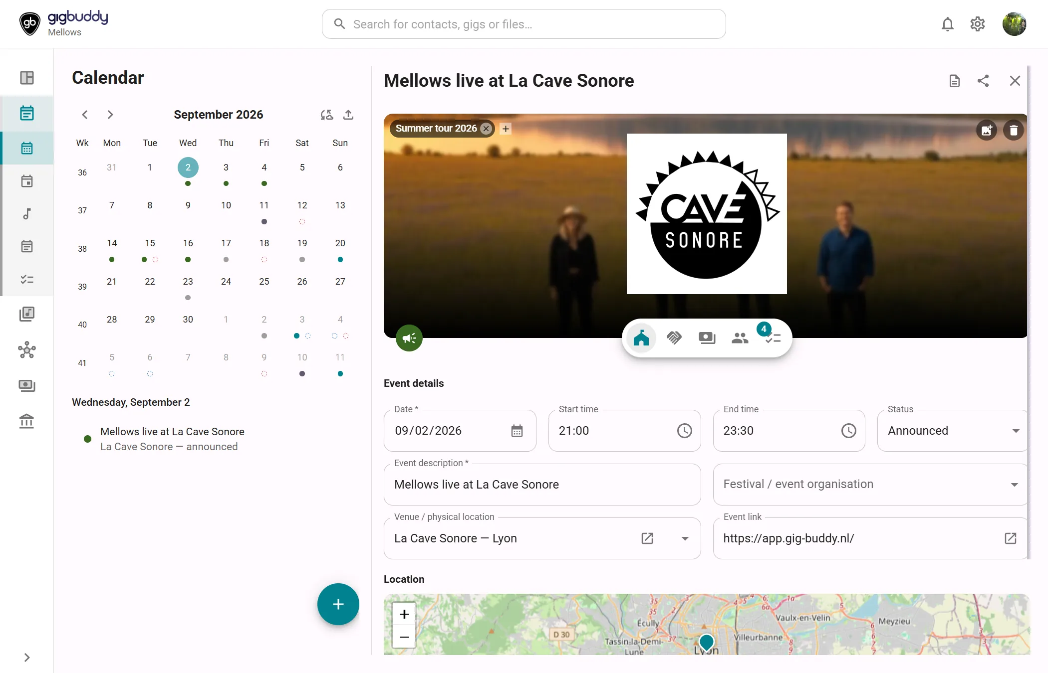 Gig detail and planning view in GigJack