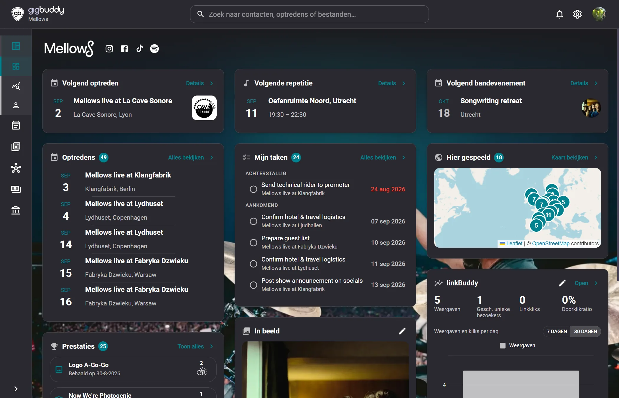 GigJack dashboard in dark mode